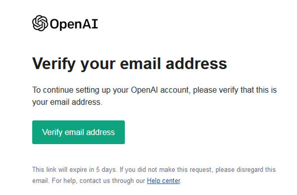openAI verification email